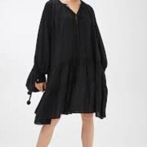 Arket Black Ruffled Crêpe Dress Size Small
